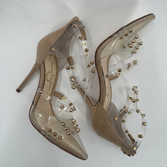 JESSICA SIMPSON Pumps Size 5.5 Wavery Clear Studded Wavery Pointed Toe Stiletto - Picture 12 of 16